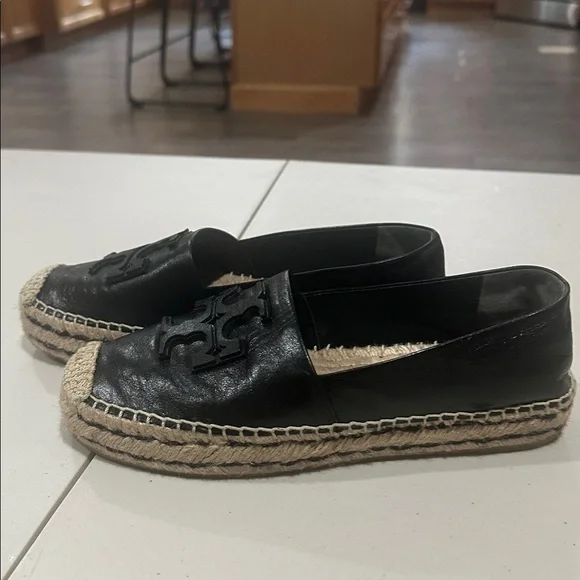 Tory Burch Black Leather Espadrilles with box - Picture 3 of 8